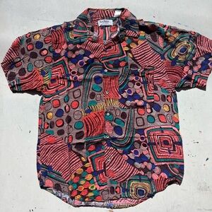 Men's Vintage Santana Shirt Multicolor Geometric M 90s Light Breath Retro Psyche